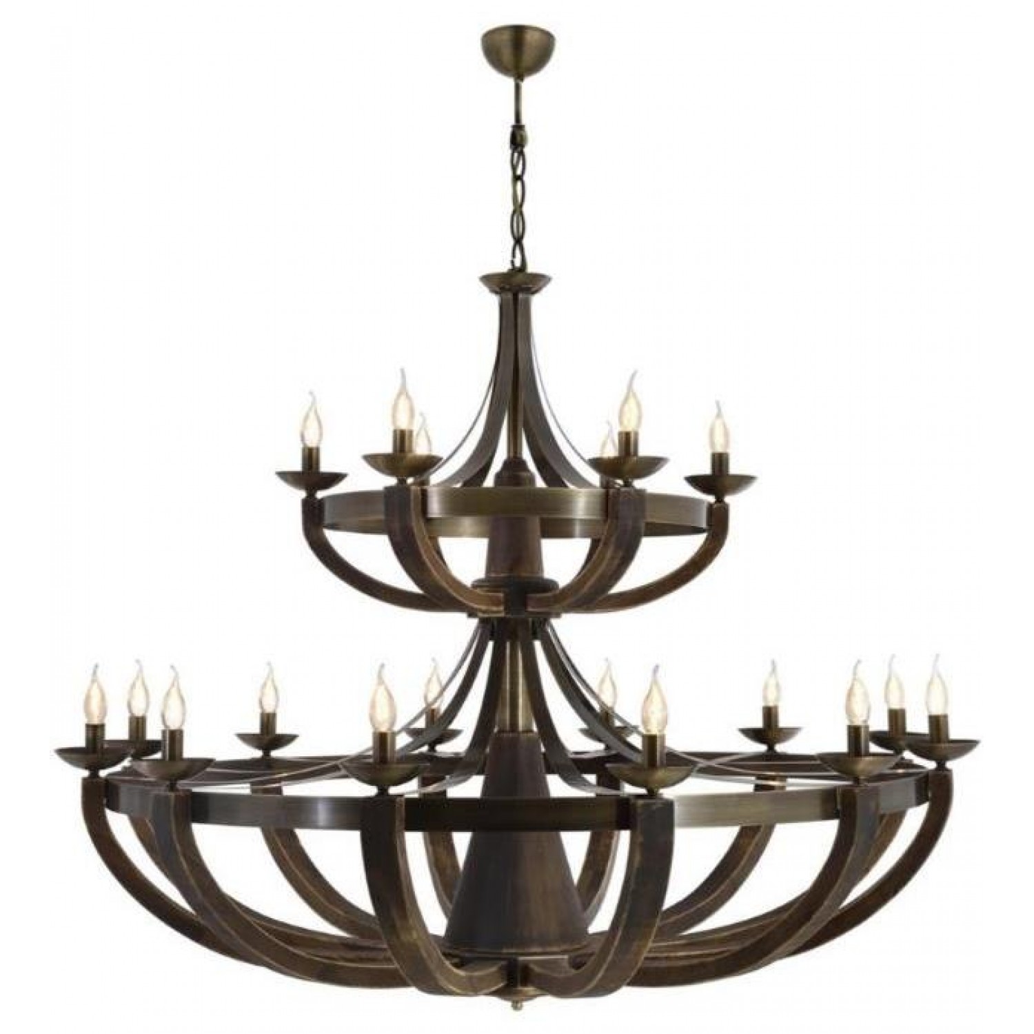 METAL AND GLASS ANTIQUE COLOR CHANDELIER 147 CM DIAMETER LOAD: 155 CM